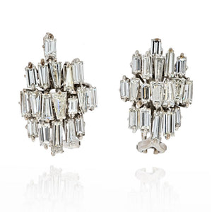 Platinum 1960's Baguette Diamond Earrings