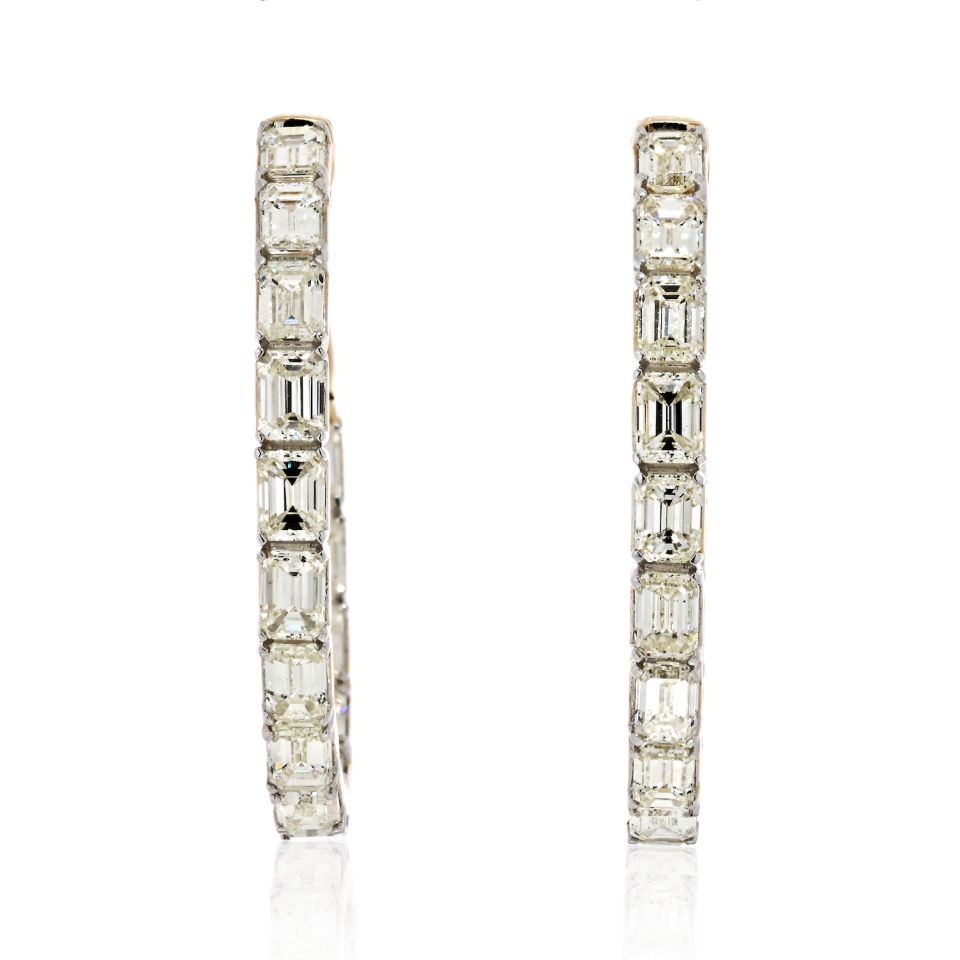 14K Yellow Gold Emerald Cut Diamond 5.25cts Earrings - The Back Vault