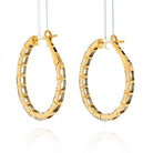 14K Yellow Gold Emerald Cut Diamond Hoop Earrings - The Back Vault