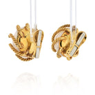 David Webb 18K Yellow Gold 1970's Angel Skin Coral Twisted Rope Round Button Earrings - The Back Vault