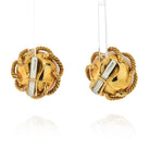 David Webb 18K Yellow Gold 1970's Angel Skin Coral Twisted Rope Round Button Earrings - The Back Vault