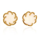 David Webb 18K Yellow Gold 1970's Angel Skin Coral Twisted Rope Round Button Earrings - The Back Vault