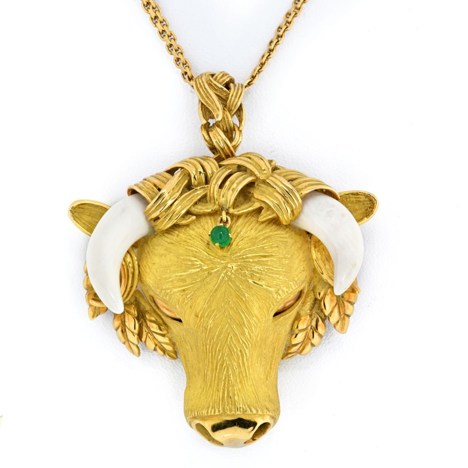 Gold outlet Bullhead Pendant