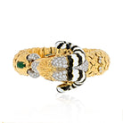 18K Yellow Gold Ram With White And Black Enamel Horns Bracelet - The Back Vault