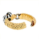 18K Yellow Gold Ram With White And Black Enamel Horns Bracelet - The Back Vault