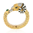 18K Yellow Gold Ram With White And Black Enamel Horns Bracelet - The Back Vault