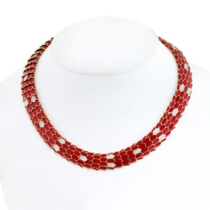 Roberto Coin 18K Rose Gold Red Enamel Diamond Necklace