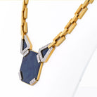 David Webb Platinum & 18K Yellow Gold Onyx Octagon Open Link Chain Necklace - The Back Vault