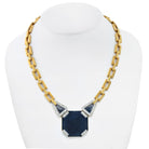 David Webb Platinum & 18K Yellow Gold Onyx Octagon Open Link Chain Necklace - The Back Vault