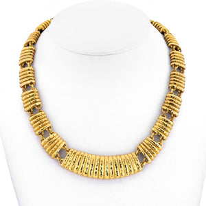 David Webb 18K Yellow Gold Fluted Panel Necklace