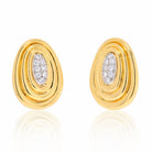 David Webb Platinum & 18K Yellow Gold Textured Gold And Diamond Earrings - The Back Vault