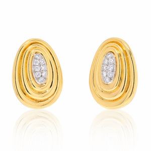 David Webb Platinum & 18K Yellow Gold Textured Gold And Diamond Earrings