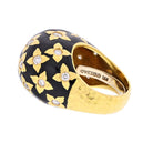 David Webb Platinum & 18K Yellow Gold Black Enamel And Diamond Ring - The Back Vault