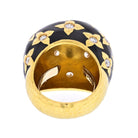 David Webb Platinum & 18K Yellow Gold Black Enamel And Diamond Ring - The Back Vault