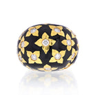 David Webb Platinum & 18K Yellow Gold Black Enamel And Diamond Ring - The Back Vault