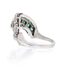 Platinum Deco Diamond And Emerald Ring Ring - The Back Vault