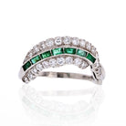 Platinum Deco Diamond And Emerald Ring Ring - The Back Vault