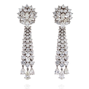 Platinum 15 Carats Chandelier Diamond Drop Earrings