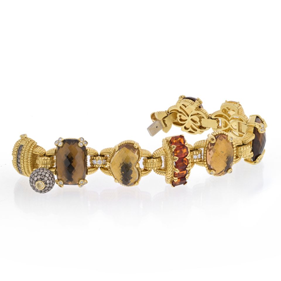 Judith Ripka 18K Yellow Gold Multi Gem Semi Precious Ambrosia Colorful Bracelet - The Back Vault