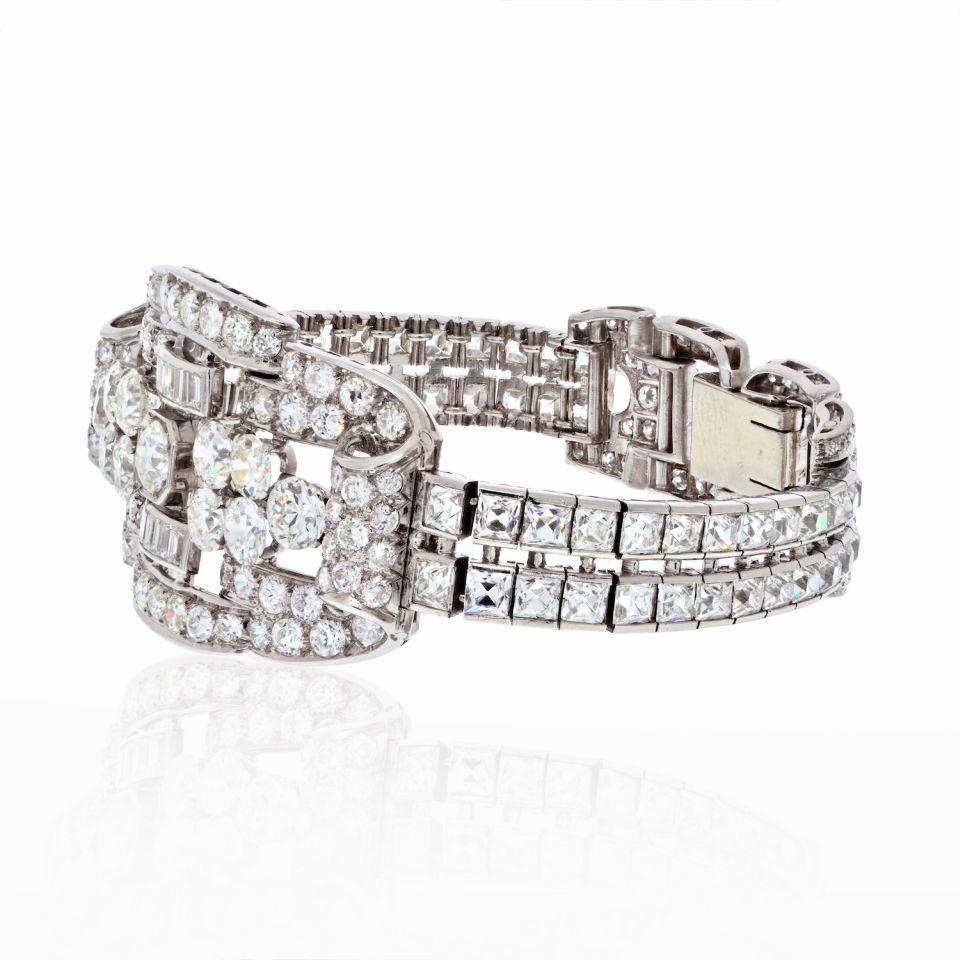 Platinum 35 Carats Diamond Deco Bracelet - The Back Vault