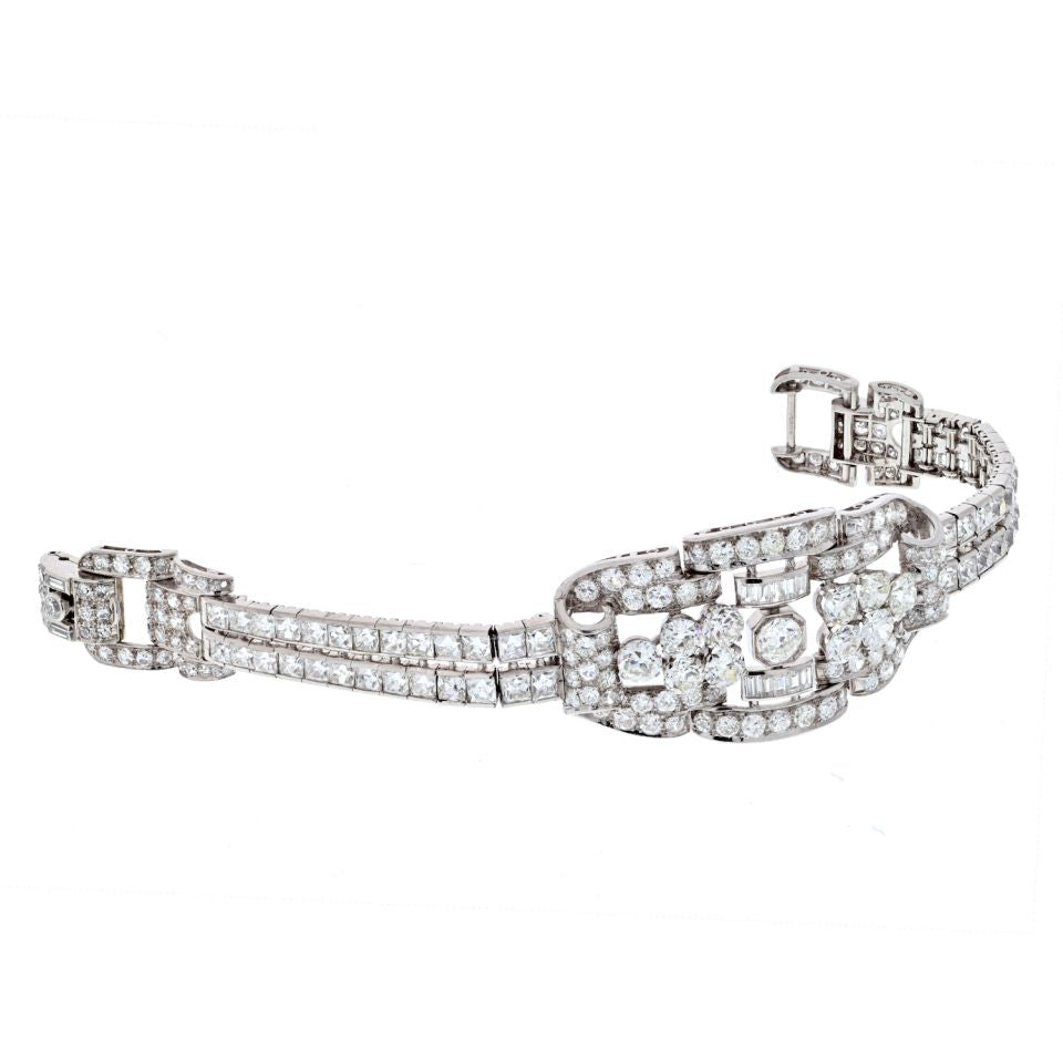 Platinum 35 Carats Diamond Deco Bracelet - The Back Vault