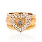 Chopard 18K Yellow Gold Pave Heart Shape Floating Diamond Ring - The Back Vault