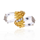 David Webb Platinum & 18K Yellow Gold Rock Crystal ByPass Ring - The Back Vault