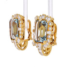 David Webb 18K Yellow Gold Diamond & Aquamarine Square Shaped Earrings - The Back Vault