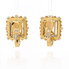 David Webb 18K Yellow Gold Diamond & Aquamarine Square Shaped Earrings - The Back Vault