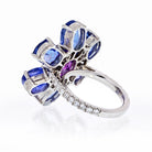 Platinum Ceylon Sapphire and Purple Flower Ring - The Back Vault