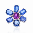 Platinum Ceylon Sapphire and Purple Flower Ring - The Back Vault