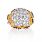 Platinum & 18K Yellow Gold 1950's Cluster 8.50cts Diamond Dome Ring - The Back Vault