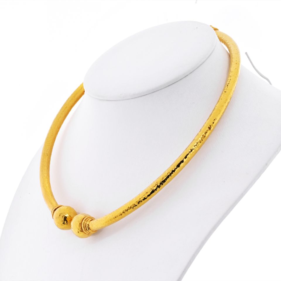 Lalaounis 18K Yellow Gold Textured Collar Torque Necklace - The Back Vault