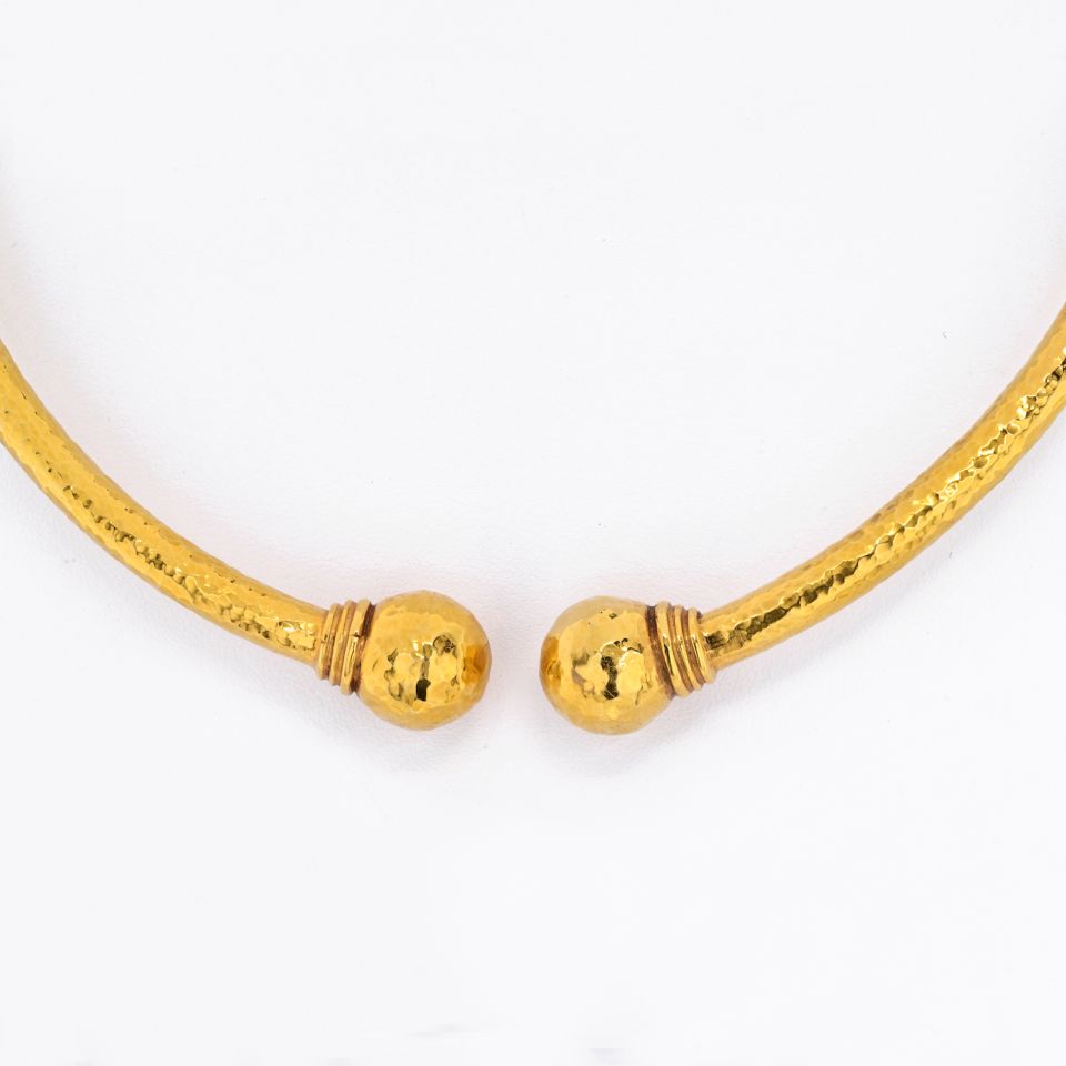 Lalaounis 18K Yellow Gold Textured Collar Torque Necklace - The Back Vault