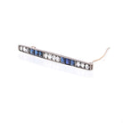 Platinum & 18K Yellow Gold Old Mine And Vintage Sapphire Diamond Bar Brooch - The Back Vault