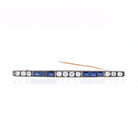 Platinum & 18K Yellow Gold Old Mine And Vintage Sapphire Diamond Bar Brooch - The Back Vault