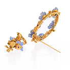 Buccellati 18K Yellow Gold Round Wreath Brooch And Flower Earrings Set - The Back Vault