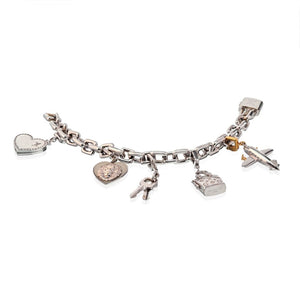 Louis Vitton 18K White Gold Six Charm Bracelet