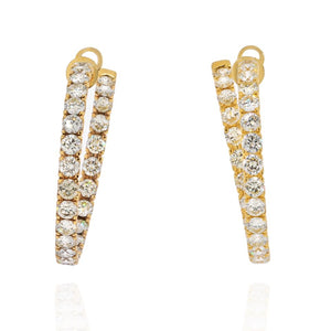 18K Yellow Gold 21.50cttw Carat Diamond Hoop Earrings