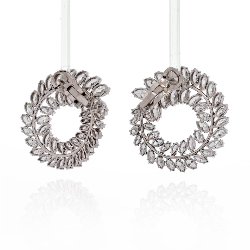 Platinum 30 Carat Marquise Diamond Swirl Earrings - The Back Vault