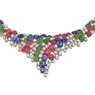 Estate Diamond, Cabochon Emeralds, Sapphires and Rubies 38 Carat Necklace - The Back Vault