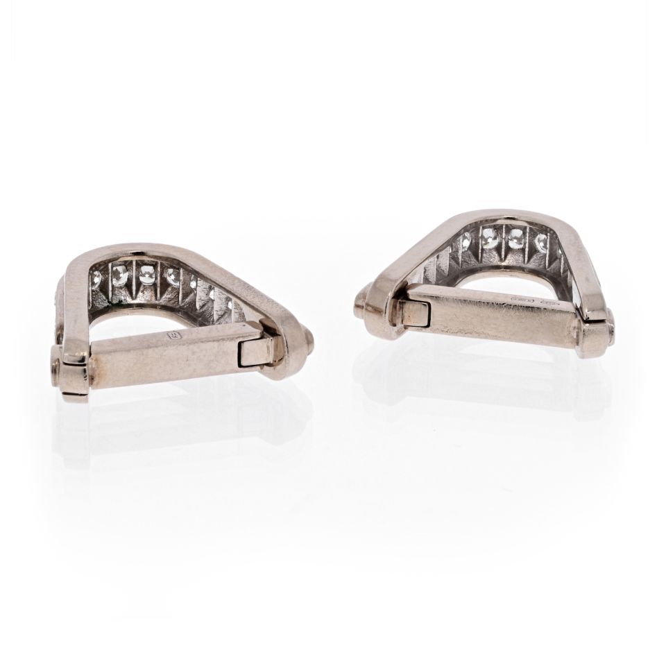 Harry Winston 18K White Gold Mens 1.75cts Diamond Cufflinks - The Back Vault