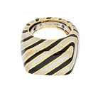 David Webb Platinum & 18K Yellow Gold Crosswalk Black And White Enamel Ring - The Back Vault