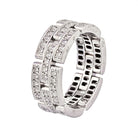 Cartier 18K White Gold Maillon Panthere Three Diamond Row Ring - The Back Vault