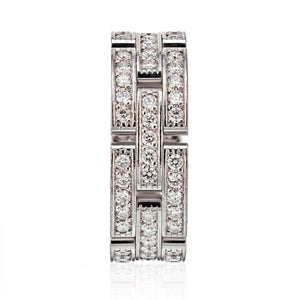 Cartier 18K White Gold Maillon Panthere Three Diamond Row Ring