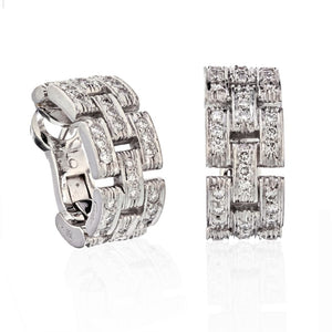 Cartier 18K White Gold Maillon Diamond Huggie Earrings