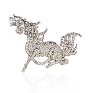 Platinum Art Deco Diamond Dragon 27.50cttw Brooch