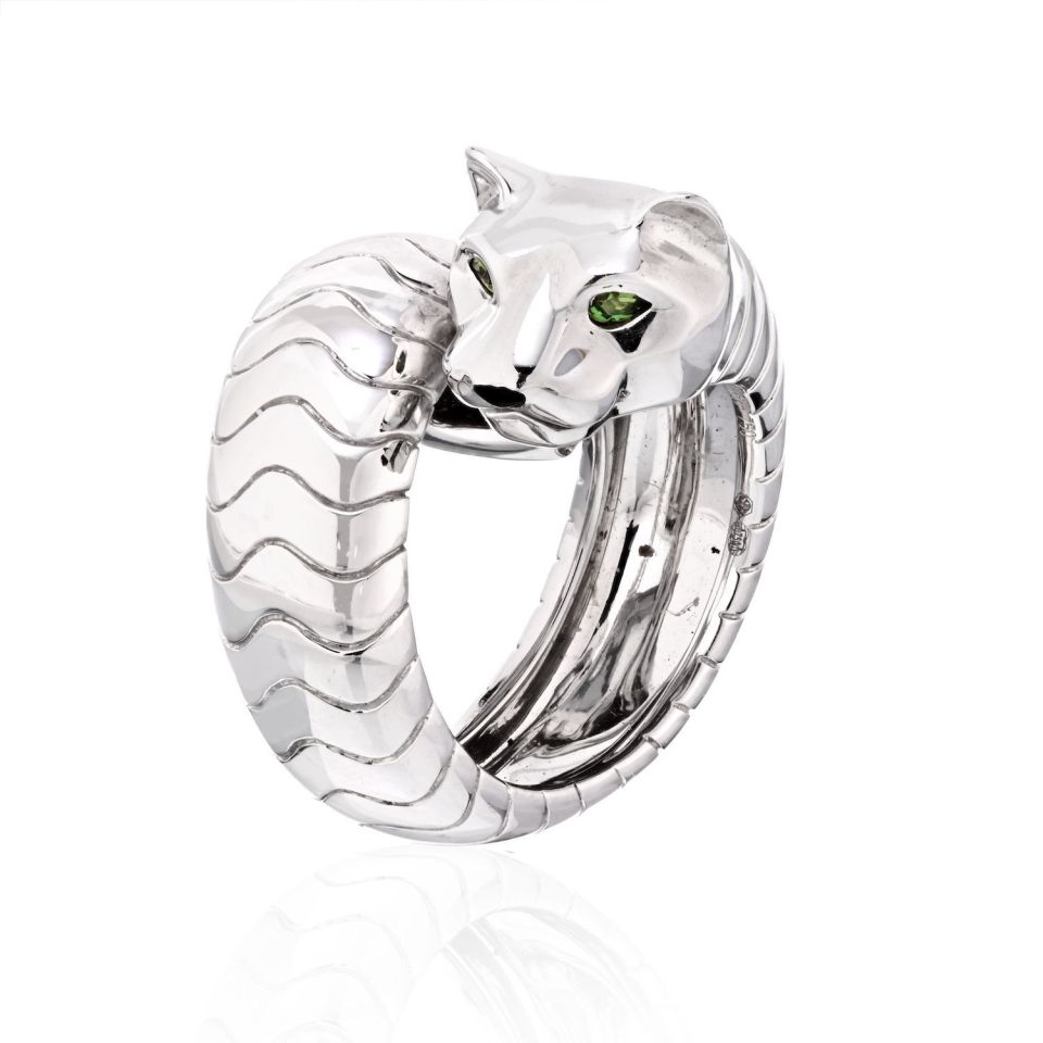 Cartier 18K White Gold High Polished Panthere Lakarda Ring - The Back Vault