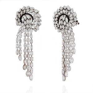 Platinum 52 Carat Elaborate Diamond Wataerfall Fountan Earrings