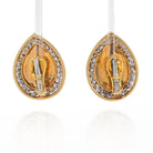 David Webb 18K Yellow Gold Carvd Coral Diamond Pear Drop Clip Earrings - The Back Vault